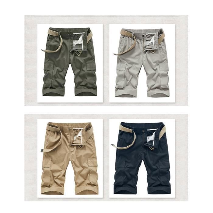 Short Cargo Homme Été - Bermuda Léger En Polyester Avec Poches - Coupe Décontractée - Taille S à 3XL - 6