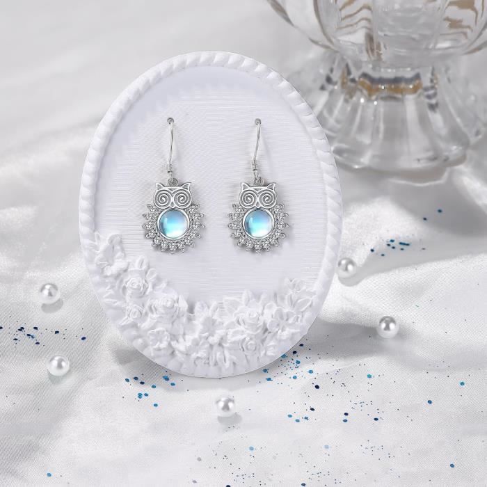 Boucles d'oreilles Vintage en Cristal et Pierre de Lune