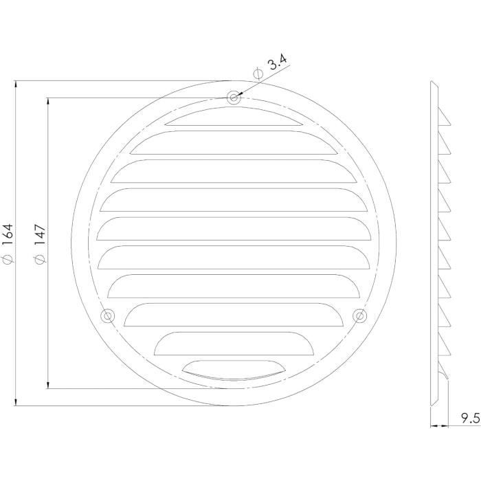 Grille D'aération En Métal Noir 125x295mm – Anti-insectes Et Design Affleurant
