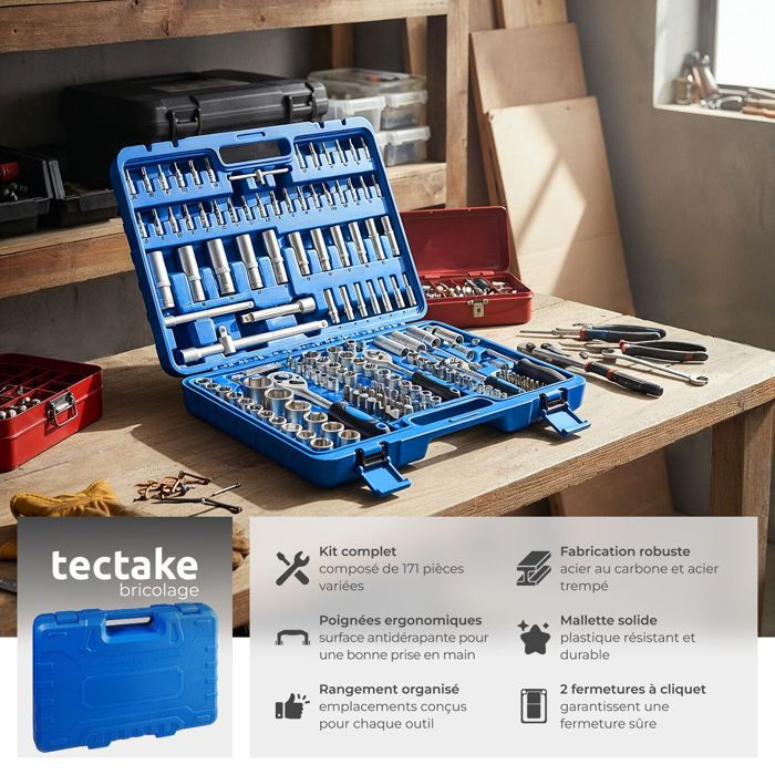 Coffret De Douilles 1/4 + 1/2 Pouce Avec Cliquet Réversible - 59