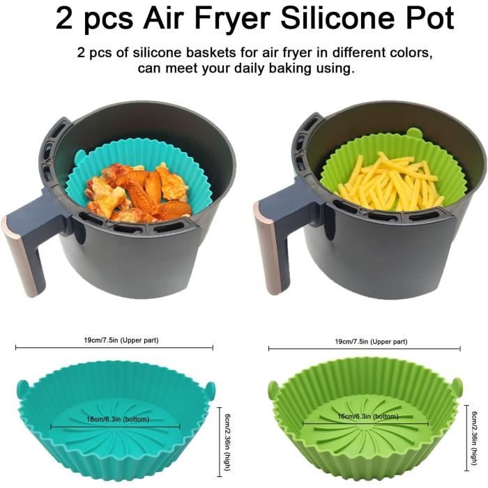 Pot en silicone Air Fryer,,Panier en Silicone pour Accessoires de Friteuse,  Panier en Silicone Réutilisable