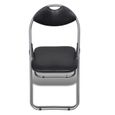 Chaise pliable de salle à manger - OVONNI - Lot de 6 - Structure en acier - Assise en faux cuir - Noir-2