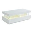 Table basse FABIO - MDF laqué blanc - LEDs - 2 tiroirs & 2 niches-2