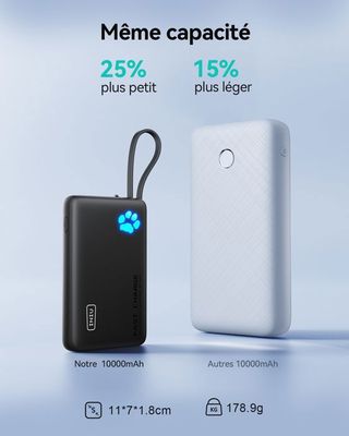 Anker Zolo Power Bank (version Améliorée 2025), Chargeur Portable Haute Vitesse 20 000 MAh 30 W Avec Câble USB-C Intégré, Batterie Pour IPhone 17/16 /15, Galaxy, Et Plus (20 000 MAh