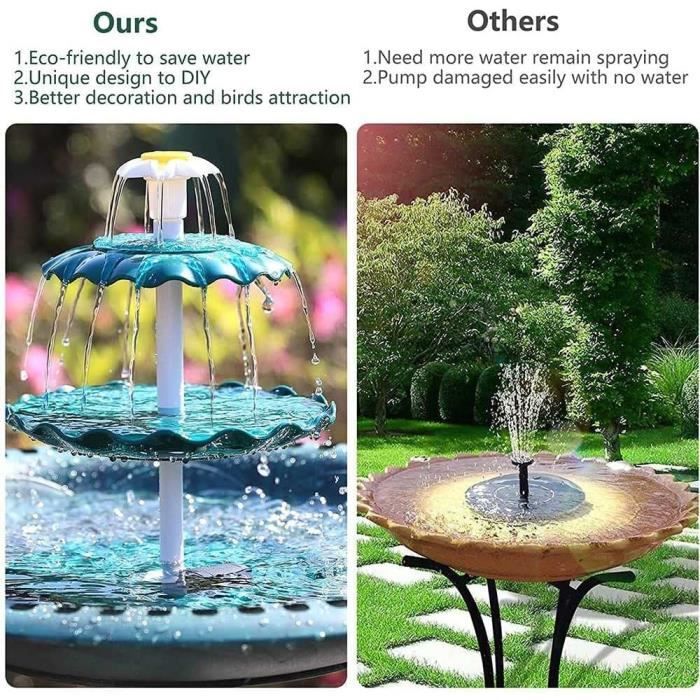 Fontaine à eau pour oiseaux design SOLAR LED éclairage décoration