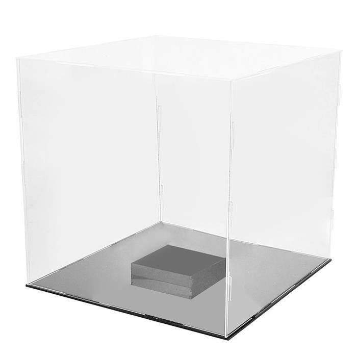 HOPEME Vitrine transparente pour objets de collection, boîtier en acrylique de 22,9 cm avec base noire mate, boîte de protection pour figurines et HOPEME Vitrine transparente pour objets de collection, boîtier en acrylique de 22,9 cm avec base noire mate, boîte de protection pour figurines et