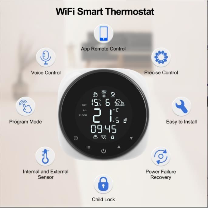 Thermostat connecté Tuya, Thermostat sans fil intelligent pour chauffage de  chaudière à gaz Thermostat WiFi programmable - Cdiscount Bricolage