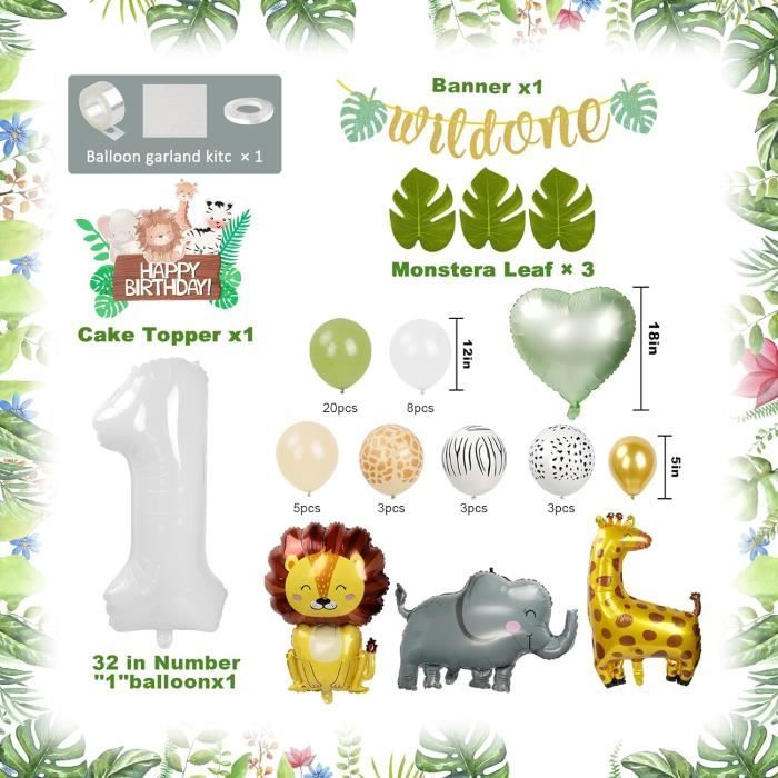Déco Ballons Anniversaire 1 An Thème Petit Ours - 9 Pièces (chiffre 1, Ourson, Arc-en-ciel, Ballons étoiles)