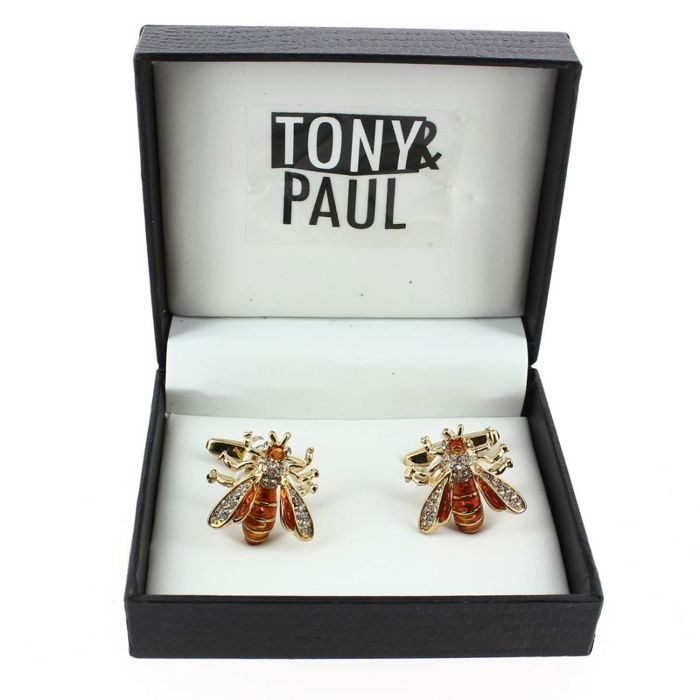 Boutons De Manchette Abeille Cristal – Design Luxe Frelon Guêpe – Idéal Mariage & Smoking