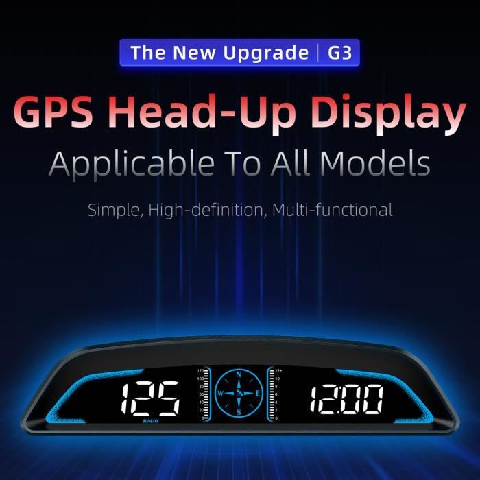 Compteur De Vitesse GPS HUD Pour Voiture - Affichage Tête Haute, Capteur De Lumière, Alerte Vitesse, USB 5V