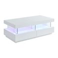 Table basse FABIO - MDF laqué blanc - LEDs - 2 tiroirs & 2 niches-3