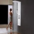 YUENFONG Panneau de douche en acier inoxydable brossé avec douche à effet pluie, colonne de douche pour salle de bain, Blanc-3