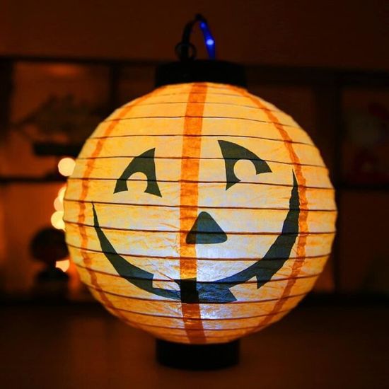 East hang Papier de citrouille lanterne DEL Halloween Party Décoration Lumières Lampe