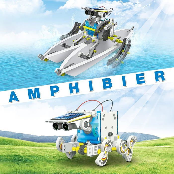 Robot Solaire 13-en-1 – Kit STEM Éducatif à Énergie Solaire – Maquette à Construire Pour Enfants 10-14 Ans – Cadeau Scientifique Fille Garçon
