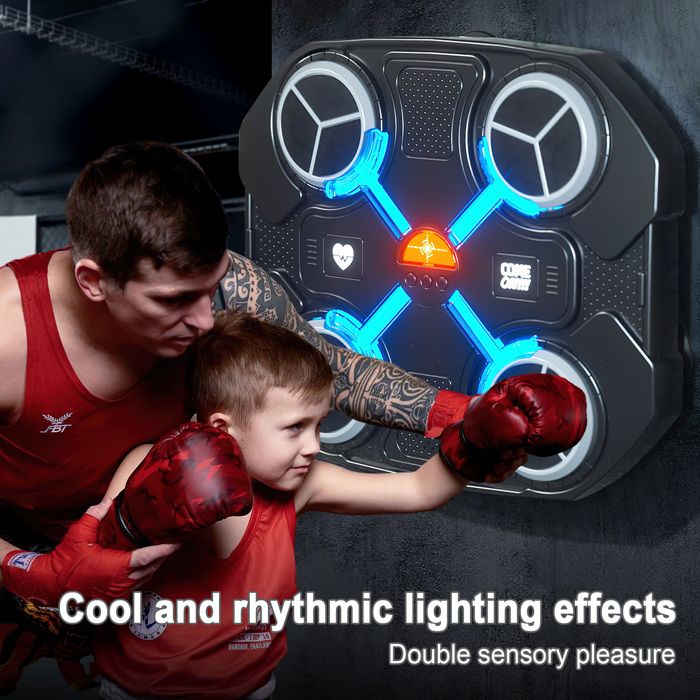 Machine De Boxe Musicale Murale – Lumière LED, 3 Vitesses, Volume Réglable, Résistance 200 Kg, Pour Enfants Et Adultes