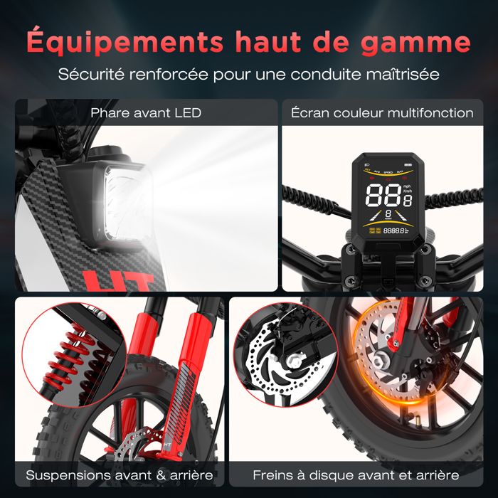 Moto électrique enfant 300W-MT8-Mini moto dès 6 ans, 8-25 km/h, batterie lithium 74,88wh, pneus 12''-noir&rouge à Prix Moto électrique enfant 300W-MT8-Mini moto dès 6 ans, 8-25 km/h, batterie lithium 74,88wh, pneus 12''-noir&rouge à Prix