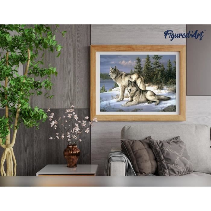 Figured' Art Peinture par numéros Adultes Toile Tête de Lion Noir et Blanc - Kit de