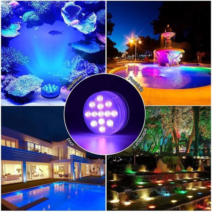 2 Pcs Lumière LED Submersible,Eclairage Piscine Led avec USB  Rechargeable/RGB 16 Multicolores/Télécommande,Baignoire Aquarium Jardin -  Cdiscount Jardin