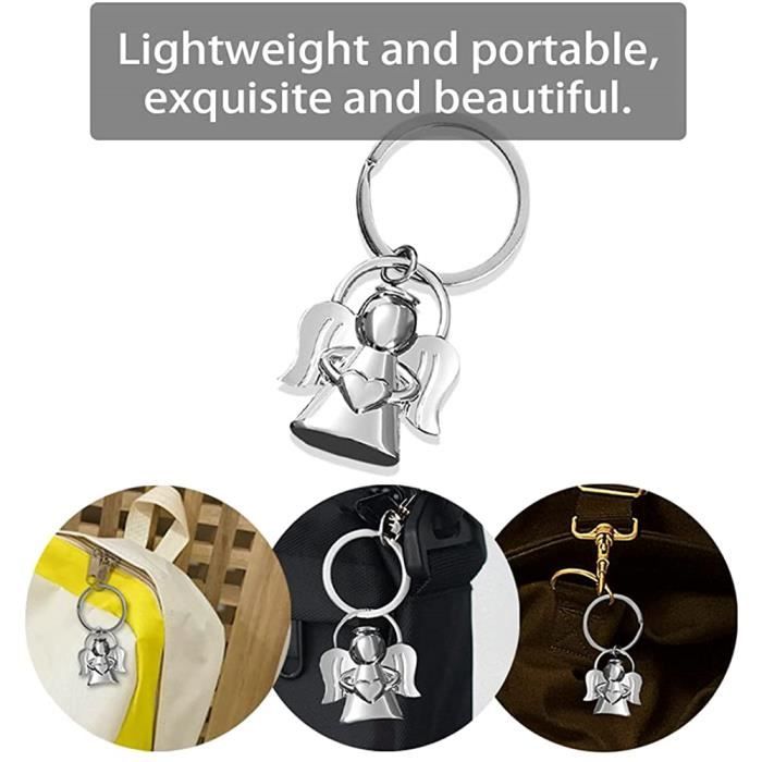 Porte-clés Ange Gardien Smile Avec Trèfle - Porte-bonheur Métal - Cadeau Chance