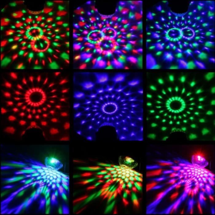 Lumière boule disco 7 Couleur RVB Contrôle du son SOLMORE 5W Lampe de Scène  pour Fête, Soirée, Bar, Anniversaire, DJ Disco