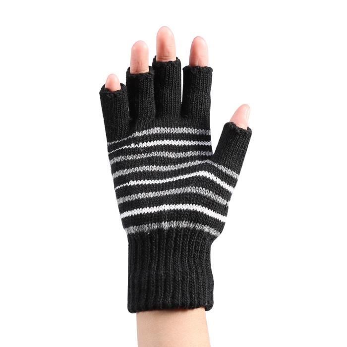 Gants Chauffants USB Demi-doigts – Pour Ordinateur Et Extérieur, Température Réglable, Noir, Tricot Doux