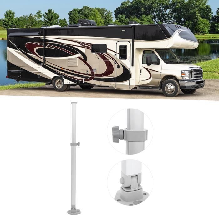 Piédestal Télescopique Réglable En Aluminium Argent - Hauteur 490 à 720 Mm - Pour Caravane, Camping-car, Bureau, Yacht - Kit 3 Pièces