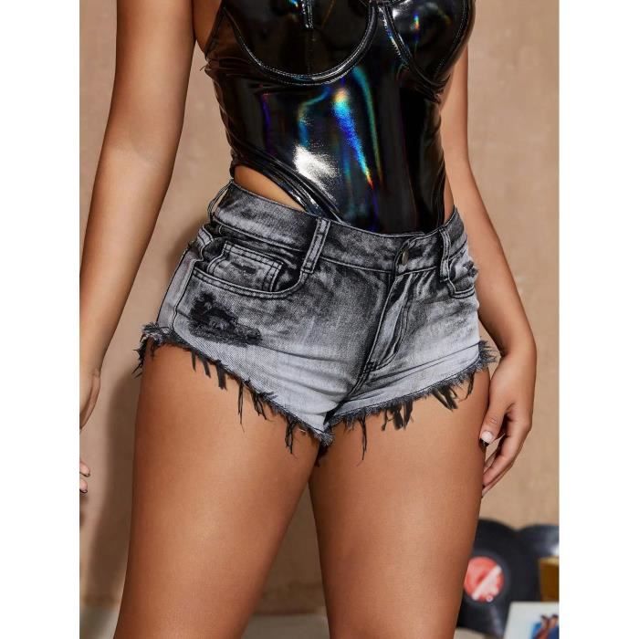 Mini short sales taille basse femme