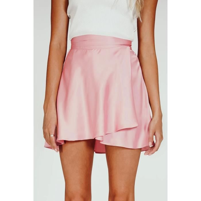 Mini jupe patineuse en satin doux et soyeux pour femme pink Cdiscount Pret a Porter