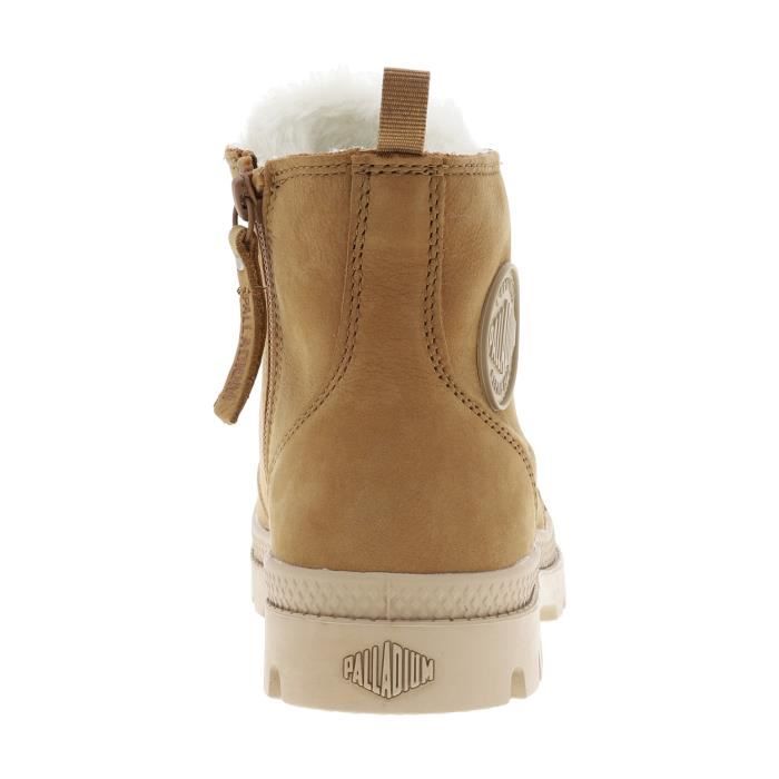 Bottines fourrees PAMPA cuir zip Palladium Femme Beige Tige moyenne Fermeture zip Beige Cdiscount Chaussures