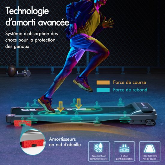 Tapis De Marche Pliable BLACK LORD - Pour Sous Bureau, 1-15 Km/h, Moteur 3.0HP, Télécommande Et App - Capacité 130kg