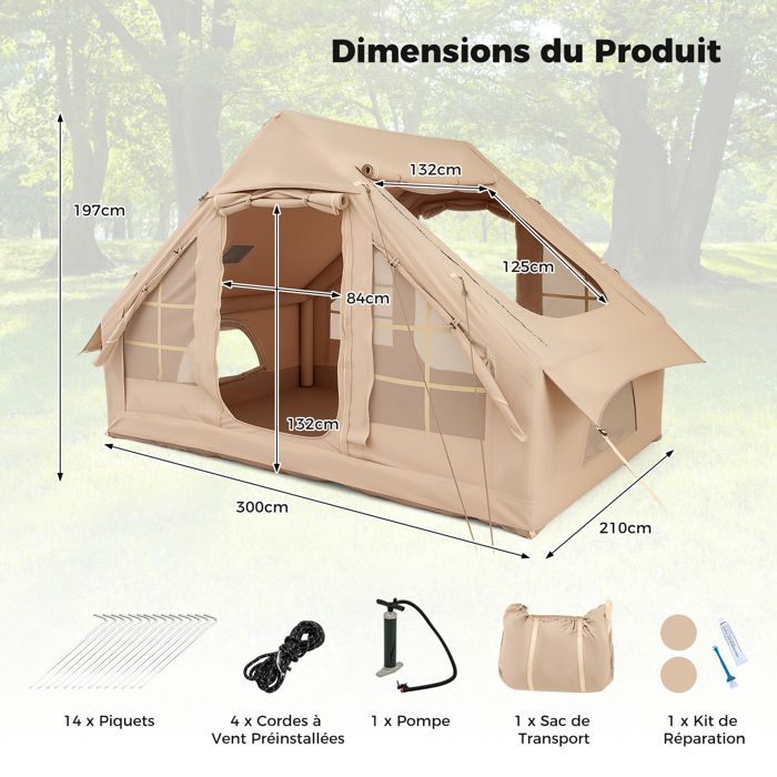 Tente Surpass Tipi 4 Places – 360x360 Cm, Grise, Compacte Et étanche