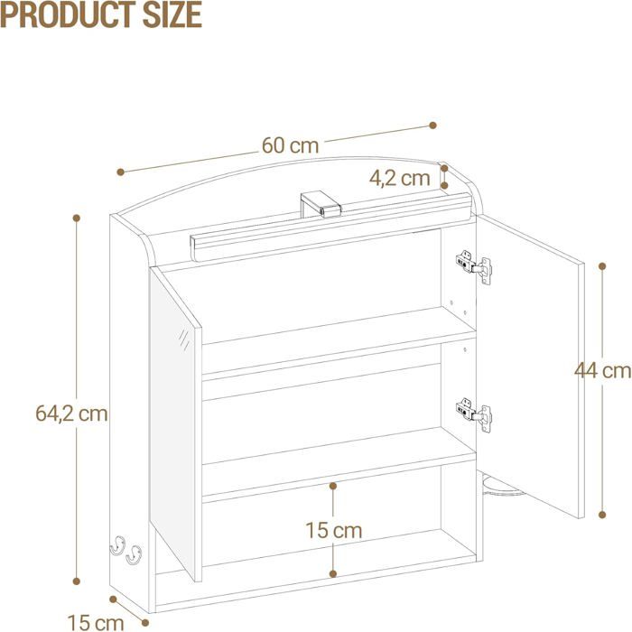 FORABAMB Armoire Murale Salle De Bain Miroir LED 80×16×60 Cm – Éclairage 3 Températures, Multiprise Intégrée, Étagères Réglables, Blanc