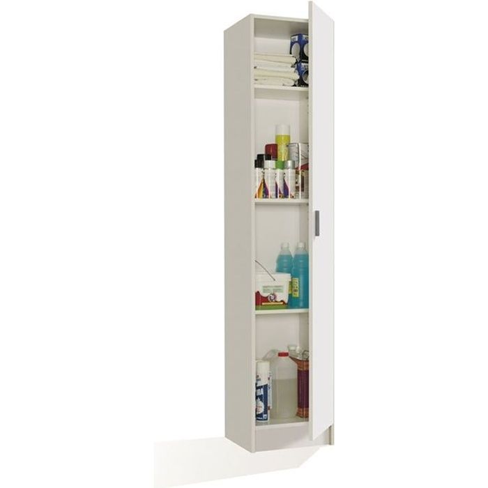 Armoire rangement 1 porte - MULTIUSOS - Blanc - Bois aggloméré - Contemporain - Design