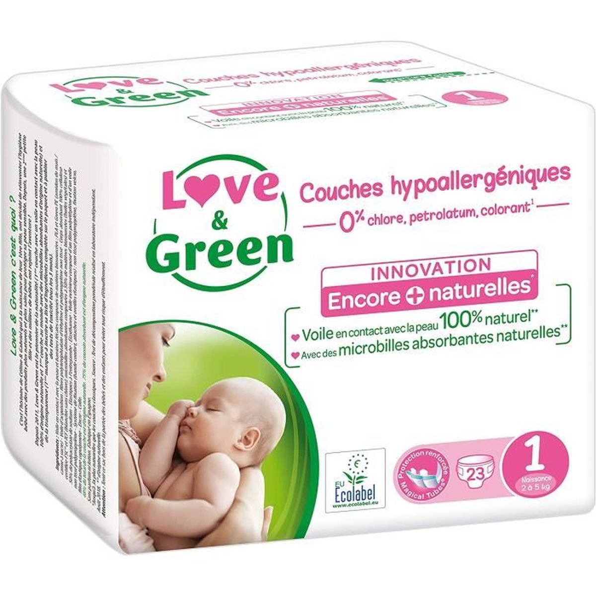 Love Green Couches Bebe Hypoallergeniques 0 Taille 1 2 5 Kg 23 Couches Blanc Cdiscount Pret A Porter