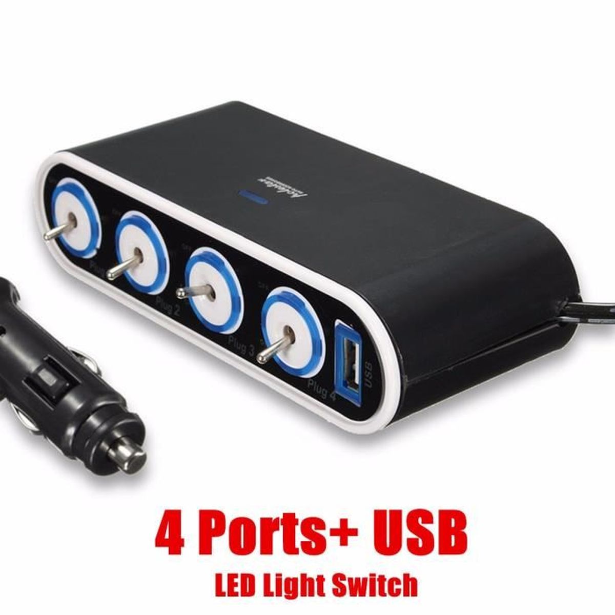 12//24V CABLES 2M 3 INTERRUPTEURS TRIPLE PRISE ALLUME-CIGARE