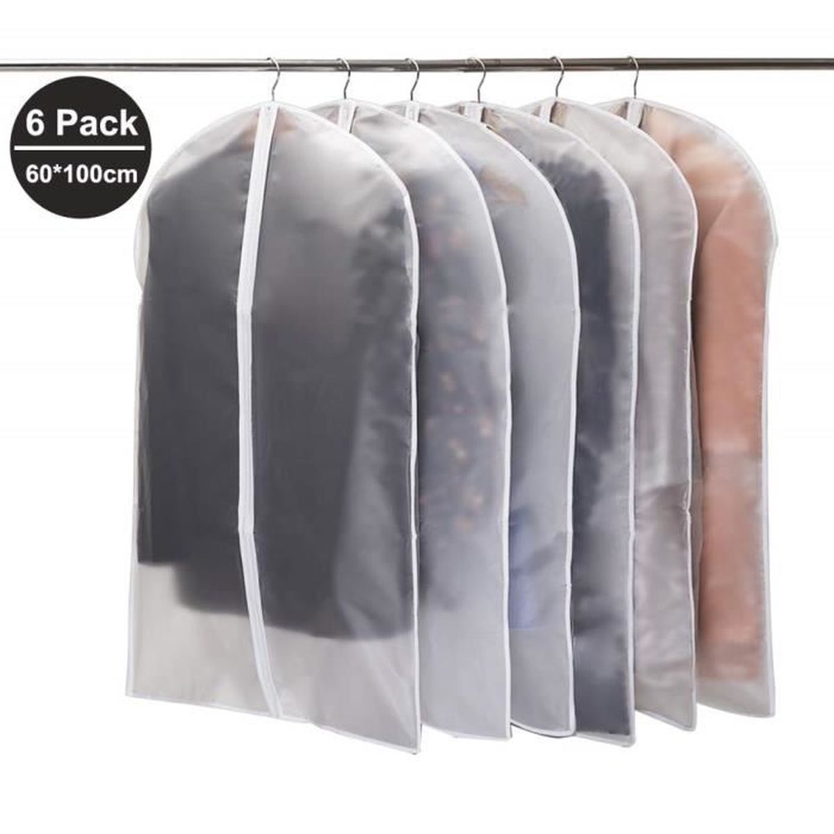 12 Housses Vêtements Transparentes Avec Zip - Anti-Poussière, Etanche - Pour Armoire, Voyage - 3 Tailles