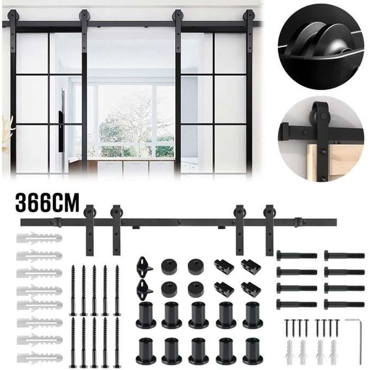 Kit Portail Coulissant En Acier Galvanisé - Pour Portes De Grange/garage, Support 250kg