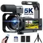 Campark Caméscopes 5K+1080P Caméra Vidéo 56MP Double Objectif 3" Écran Tactile 16X Zoom