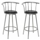 HELLOSHOP26 Lot de 2 tabourets de bar bois noir design moderne