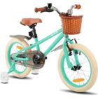 HILAND Bicyclette pour enfants - Roues de 16 pouces - 4-6 ans - Roues assistées - Panier - Bicyclette pour filles - Vert