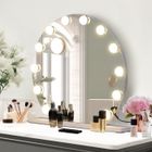 PULUOMIS Miroir de Maquillage Hollywood Rond 60cm - 12 LED Ampoules + 3 Modes Réglables + Écran Tactile + Loupe 10x + USB Charge
