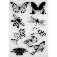 Tampons transparents 4 à 5 cm insectes x 9 pcs - MegaCrea {couleur}