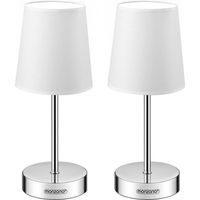 Monzana Set de 2 Lampe de table Blanc avec abat-jour lampe de chevet interrupteur E14 pour chambre salon décoration