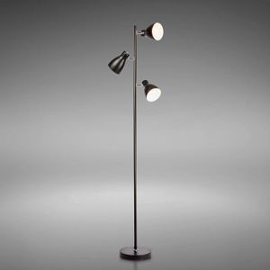 LAMPADAIRE lampadaire LED vintage lampe à pied design rétro 3 spots orientables ampoules E27 LED ou halogène hauteur 1665 cm métal noir[m25