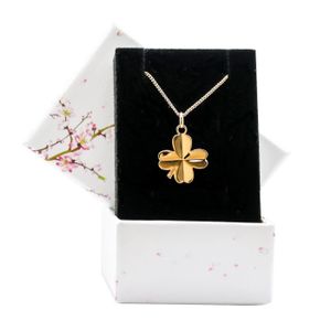 Collier Fantaisie Pendentif Trèfle à 4 Feuilles Doré Avec Pierres - Occasion - Porte-bonheur