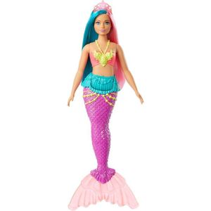 POUPÉE Barbie Dreamtopia poupee sirene avec un diademe et chevelure turquoise et rose, jouet pour enfant, GJK11