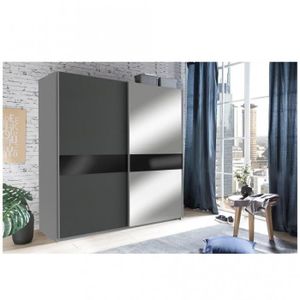 Armoire 2 Porte Coulissante Gris Achat Vente Pas Cher