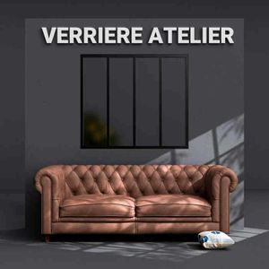 VERRIÈRE D'ATELIER Verrière Atelier 4 Carreaux - Dépoli Noir Sablé - À Monter
