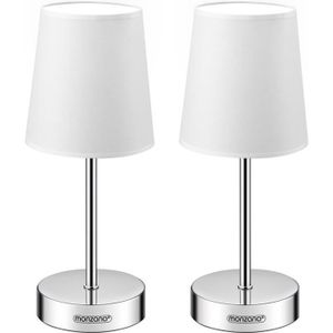 LAMPE A POSER Monzana Set de 2 Lampe de table Blanc avec abat-jo