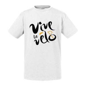MAILLOT DE CYCLISME T-shirt Enfant - Fabulous - Blanc - Manches courtes - Vive le Vélo France Cyclisme Tour Course Route